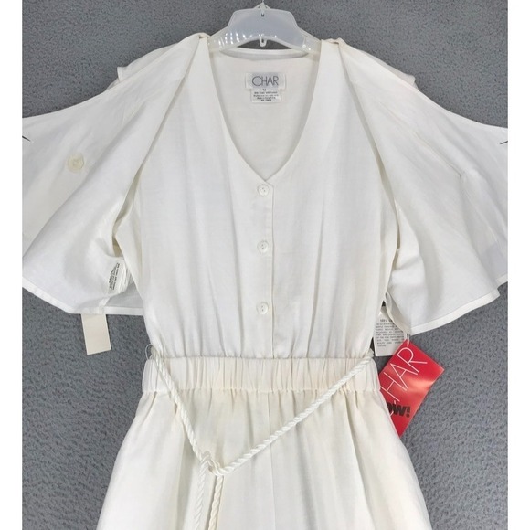 Vintage NWT Vested Romper Size 12 Casual Chic Beachwear Ivory Matching Earrings* - Picture 5 of 13